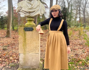 Hilda Mustard Yellow Skirt, Vintage Style Skirt, Circle Skirt, Midi Skirt, A-Line Skirt, Women's Winter Autumn Skirt, High Waisted Skirt, Retro Skirt