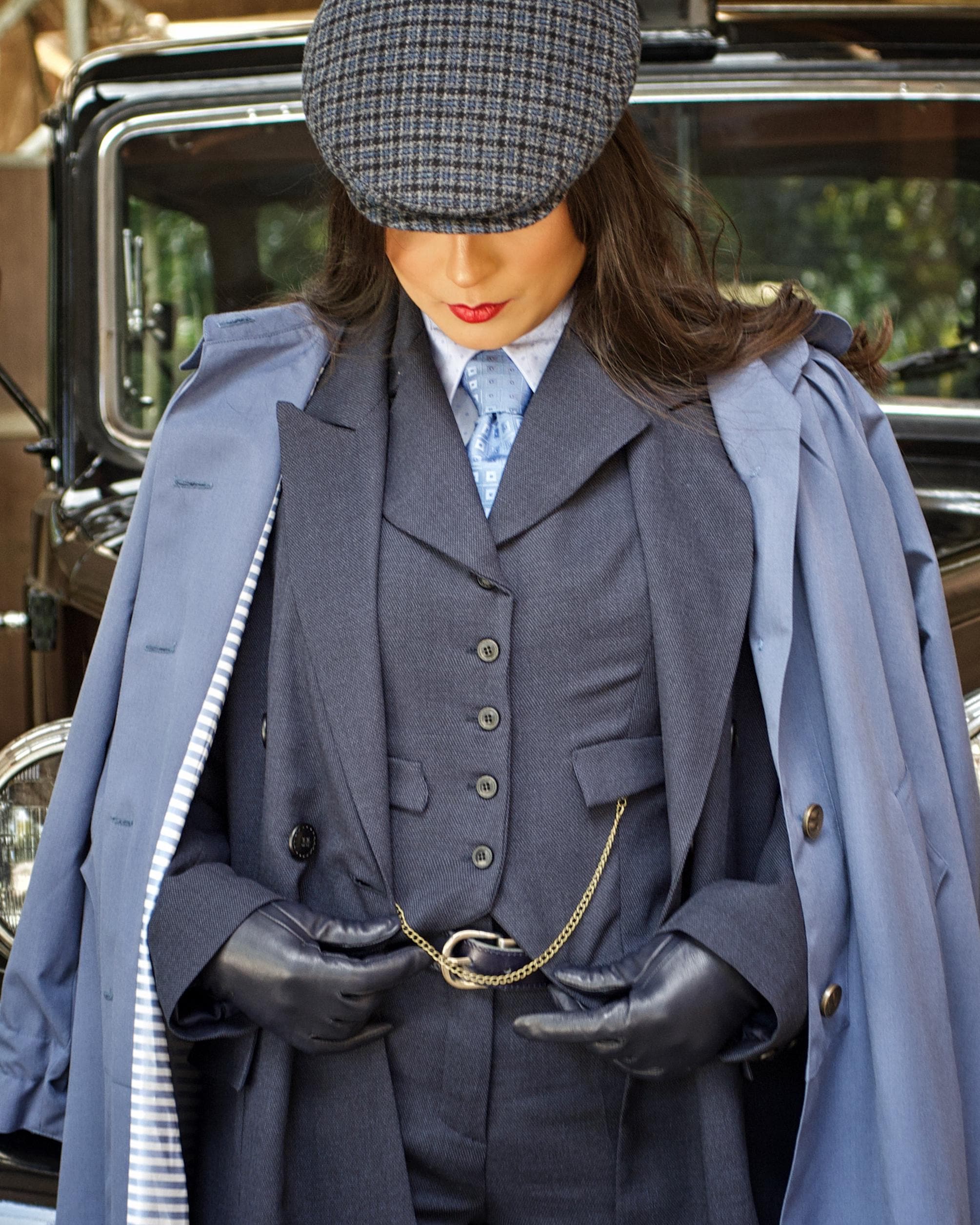 Textured Blue Peaky Jacket - Peaky Blinders Style Suit