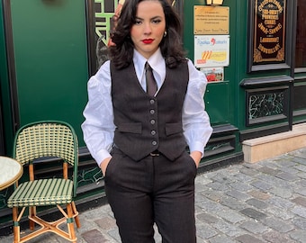 Brown Heather Tailored Trousers - Peaky Blinders Style Suit Trousers - Classic Vintage Look, Dandy