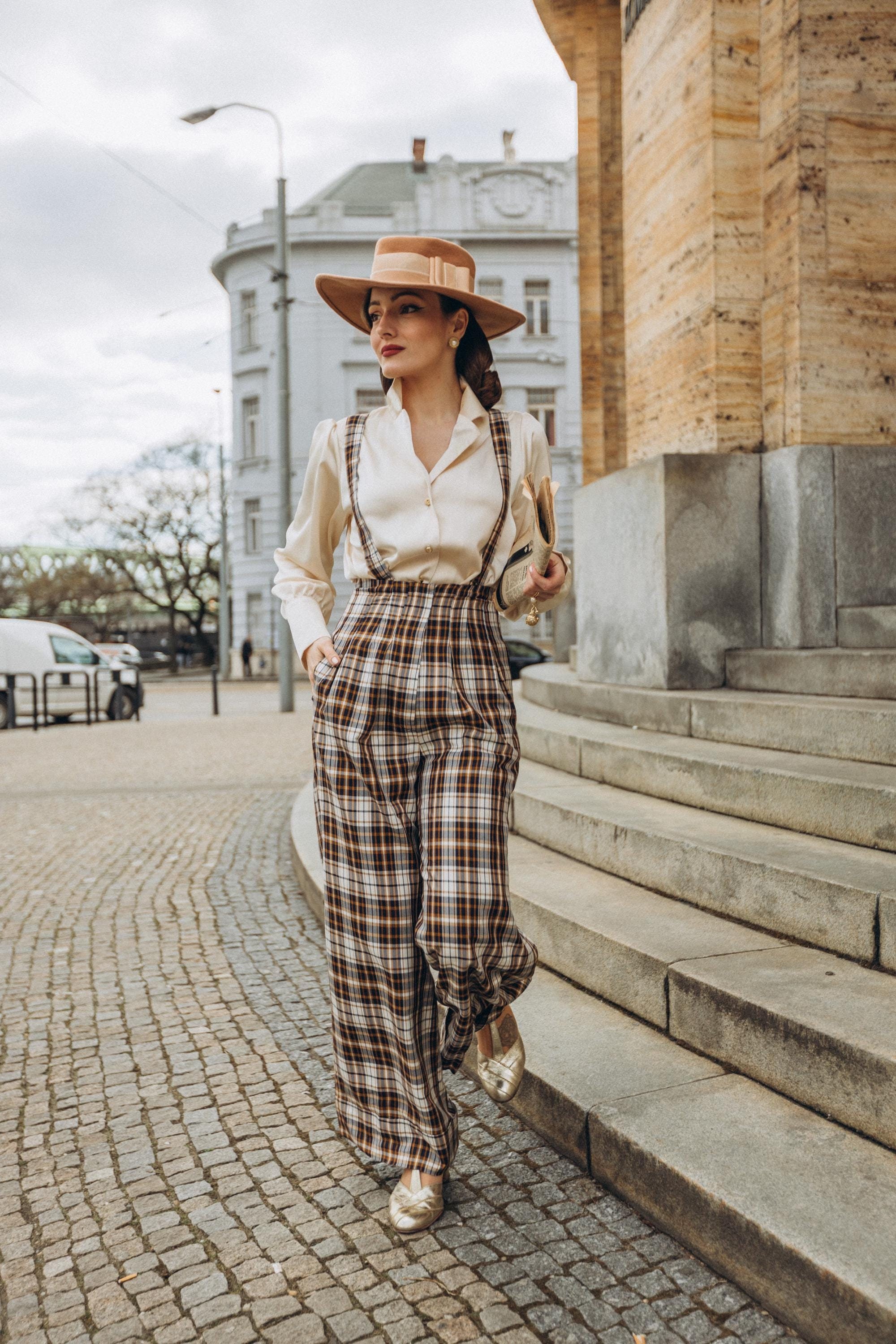 Pantalon bretelles Academia- Pantalon de costume style Peaky Blinders -  look vintage classique, Dandy