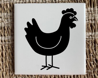 Chicken Ceramic Coaster | Chicken Tile | Chicken Gift | chicken décor | chicken collector | chicken print | chicken lover