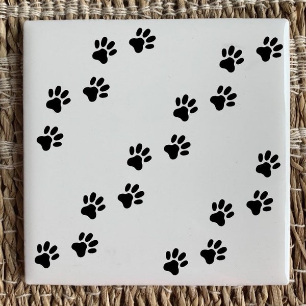 Paws Vinyl Decal, On Ceramic Tile or Decal Only, Many Colors, Dog Paws, Cat Paws, Vinyl Sticker Decal, Sticker