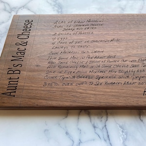 Handwritten Recipe Cutting Board, Custom Engraved Recipe Board, Personalized Gift for Mom