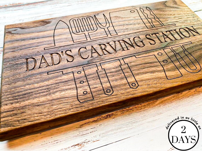 Wood personalized cutting board, Mens BBQ cutting board or meat carving station gift, Father-in-law Gift, Birthday, Anniversary Gift image 1