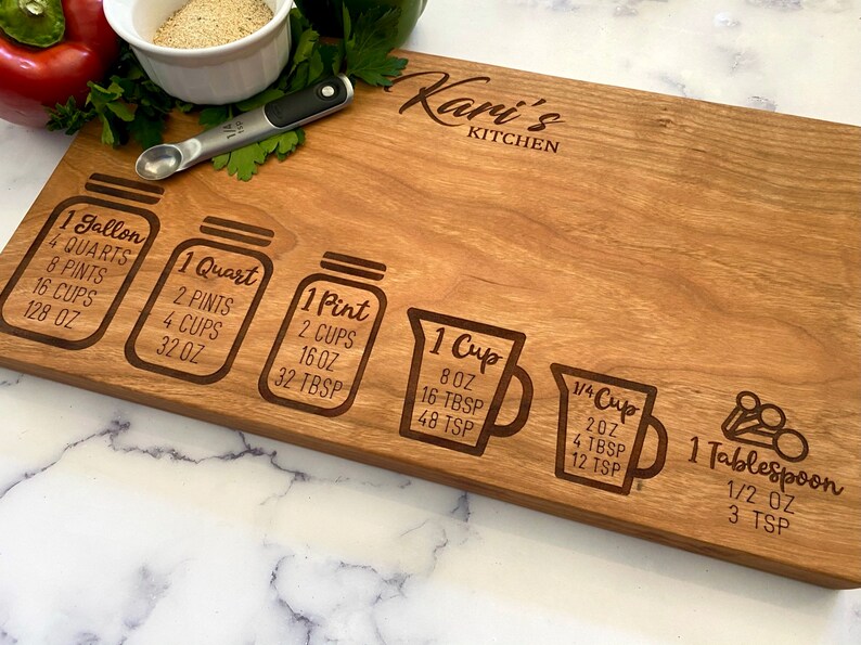 3 Sizes Kitchen Conversions Custom Cutting Board Etsy