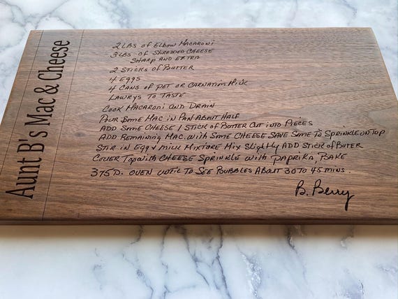 Handwritten Recipe Cutting Board, Custom Engraved Recipe Board, Personalized Gift for Mom