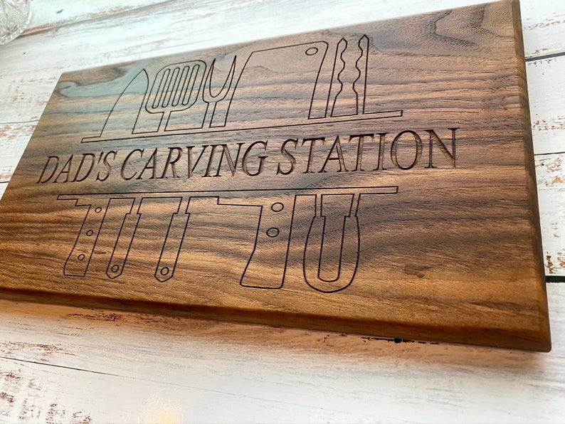 Wood personalized cutting board, Mens BBQ cutting board or meat carving station gift, Father-in-law Gift, Birthday, Anniversary Gift image 3