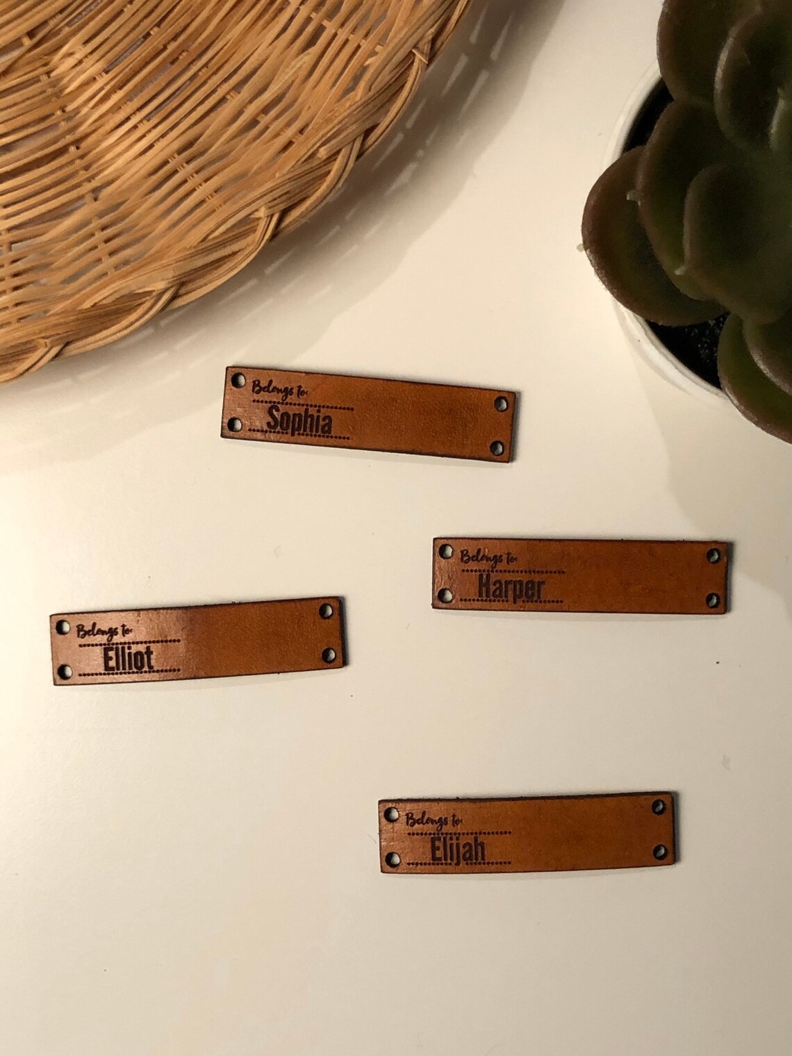 Foldover Name Tags Leather Etsy