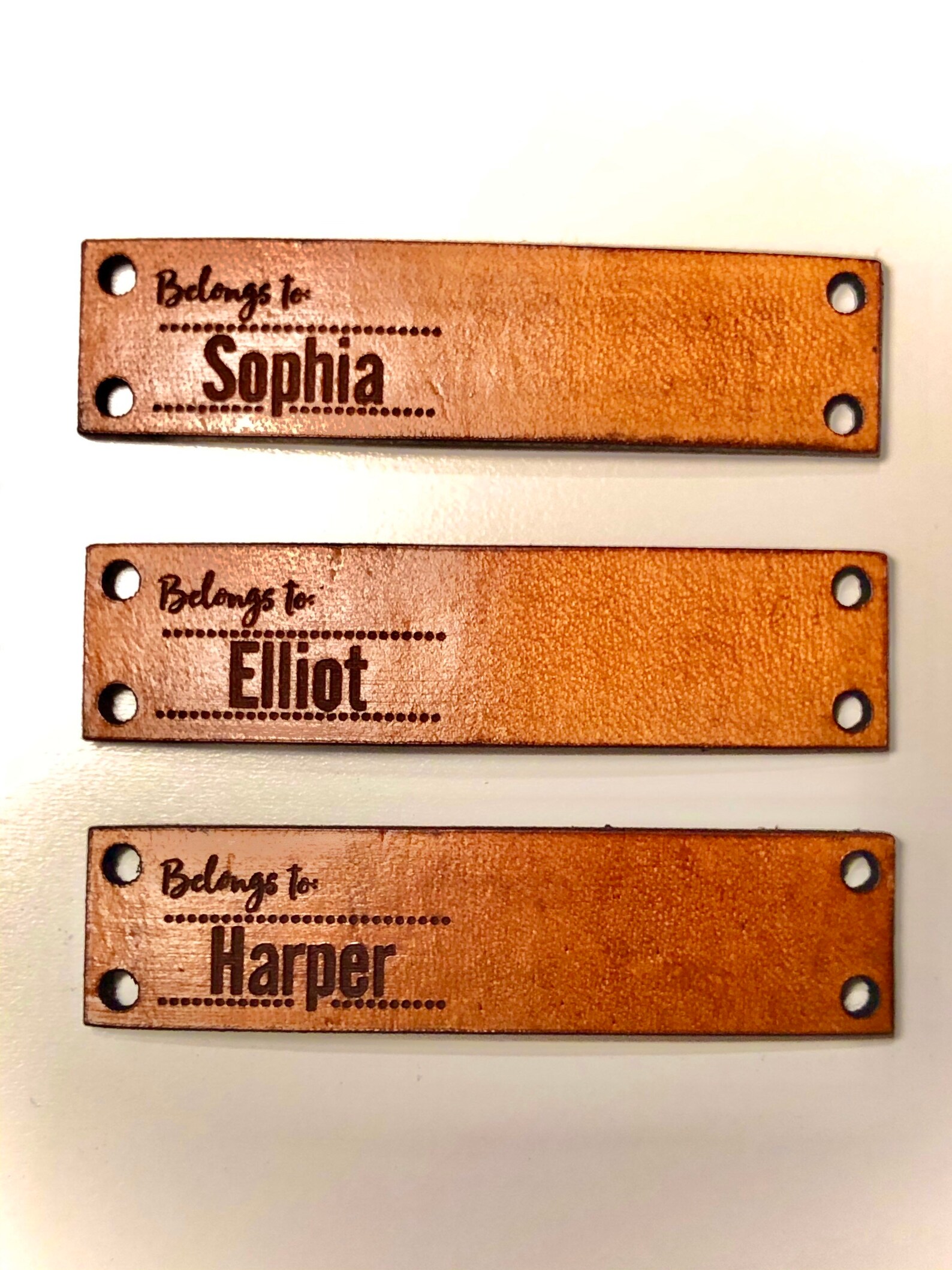 Foldover Name Tags Leather Etsy
