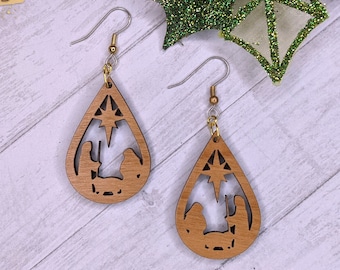 Fertige Weihnachtskrippe Ohrringe - Individuell Laser-Cut Schmuck Kollektion