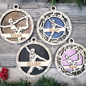 Ornamento personalizado de patinação artística masculina ou feminina - coleção de ornamentos esportivos