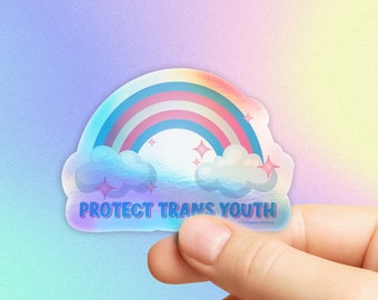 Protect Trans Youth Sticker in Gloss or Holographic | Die-Cut, Waterproof, Laminated Vinyl Sticker