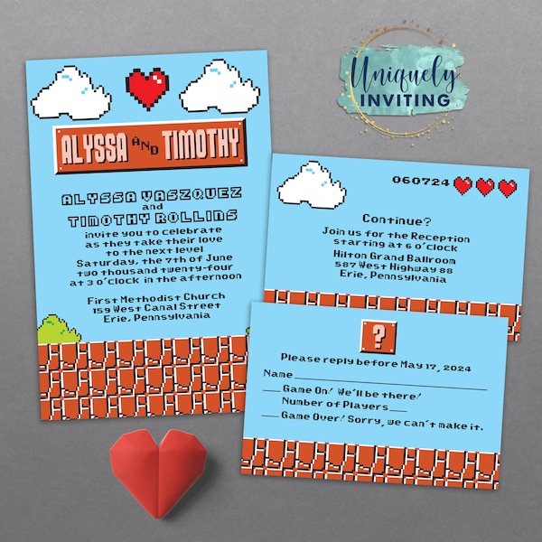 8-Bit Love Invitations