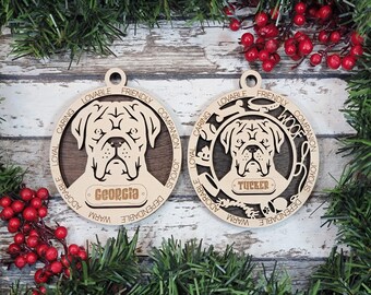 パーソナライズされたフレンチマスティフオーナメント - 愛らしい犬の
