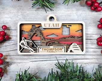Personalized Utah Ornament - State License Plate Christmas Ornament Collection