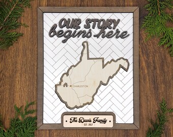 Personalized West Virginia Map State Sign with Lots of Options!
