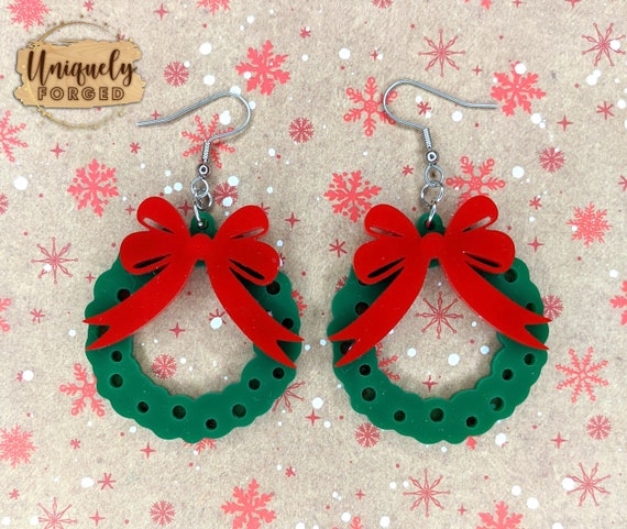 Christmas sale wreath earrings