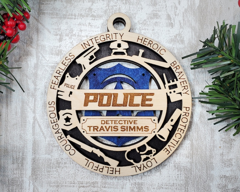 Personalized Police Officer Ornament First Responder Ornament Collection image 1