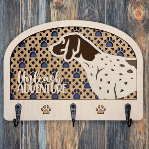 Finished Personalized German Shorthaired Pointer Spaniel Dog Leash/Key Holder Wall Sign with 2 or 3 Hooks
