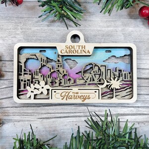 Personalized South Carolina Ornament - State License Plate Christmas Ornament Collection