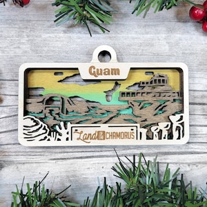Personalized Guam Ornament - State License Plate Christmas Ornament Collection