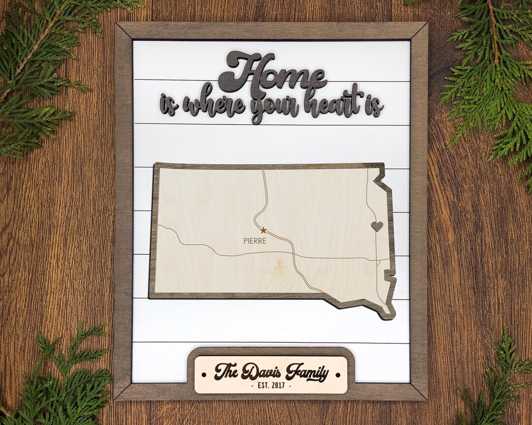 Personalized South Dakota Map State Sign With Lots of Options! - Etsy