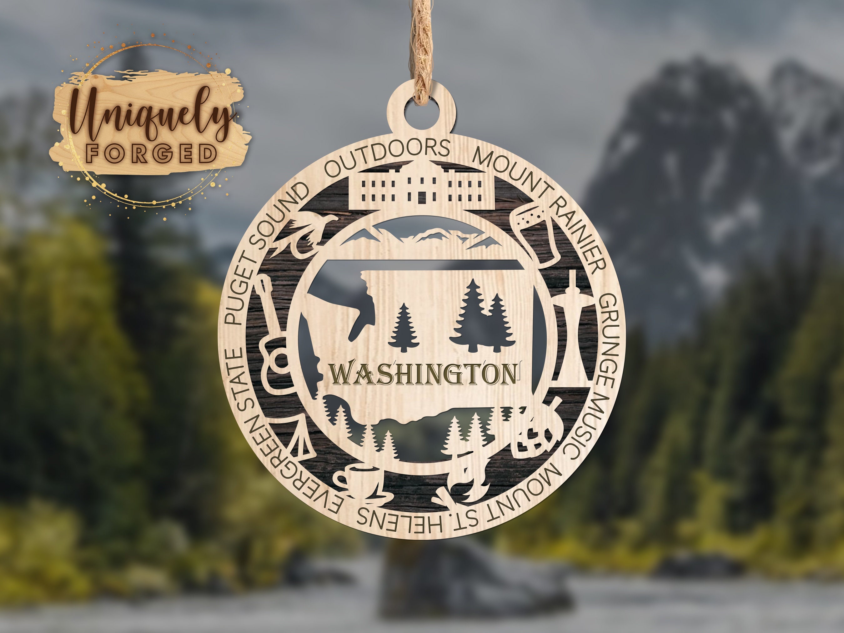 Washington Ornament State Christmas Ornament Collection Etsy