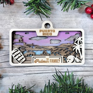 Personalized Puerto Rico Ornament - State License Plate Christmas Ornament Collection