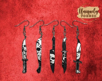 Finished Acrylic "Horror Knife" Earrings - Custom Laser-Cut Jewelry Collection