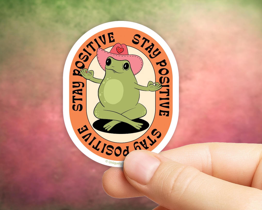 Retro Stay Positive Sticker in Gloss or Holographic | Die-cut ...