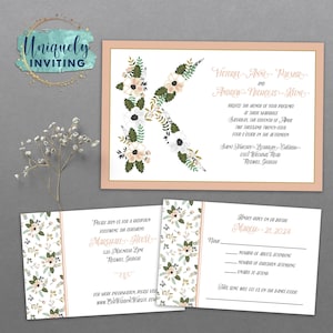 Floral Monogram Invitations