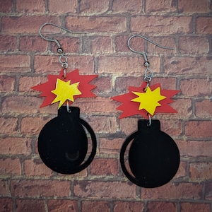 Finished Acrylic Da Bomb Earrings - Custom Laser-Cut Jewelry Collection