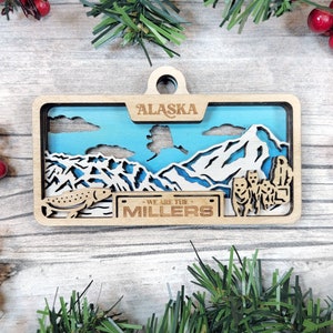 Personalized Alaska Ornament - State License Plate Christmas Ornament Collection