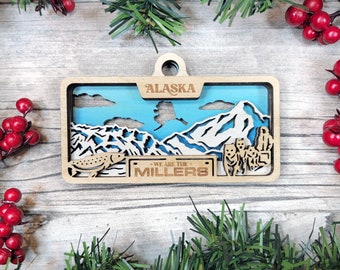 Personalized Alaska Ornament - State License Plate Christmas Ornament Collection