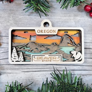 Personalized Oregon Ornament - State License Plate Christmas Ornament Collection