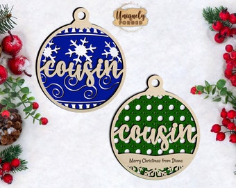 Personalized Cousin Ornament - Ultimate Christmas Ornament Collection