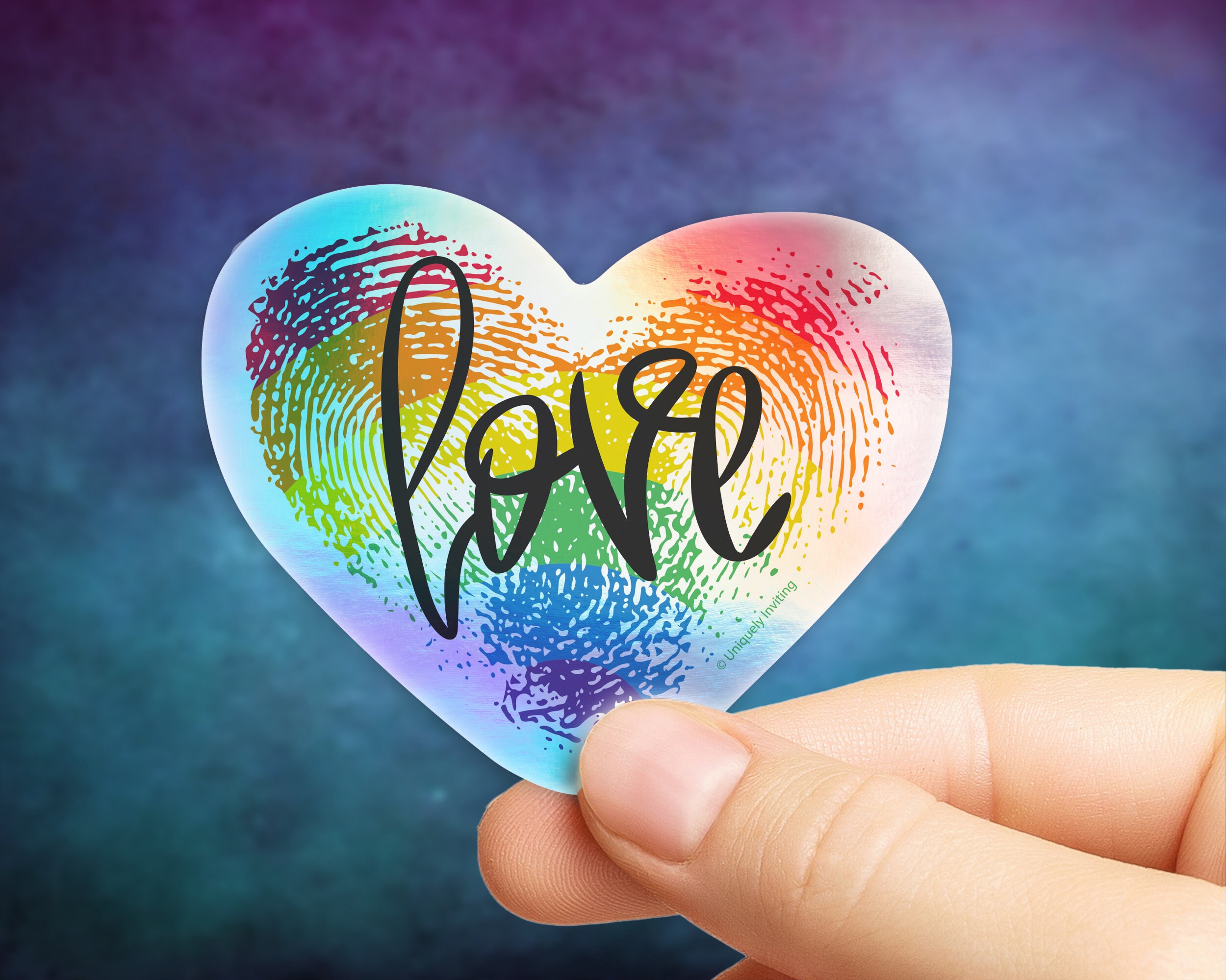 Rainbow Fingerprint Sticker in Gloss or Holographic | Die-cut ...