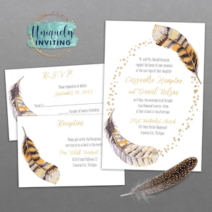 Watercolor Feather Invitations