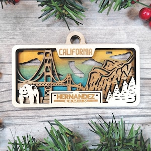 Personalized California Ornament - State License Plate Christmas Ornament Collection
