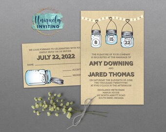 Mason Jars & Lights Invitations