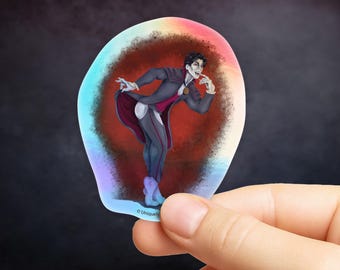 Dracula Pinup Sticker in Gloss or Holographic | Die-Cut, Waterproof, Laminated Vinyl Sticker