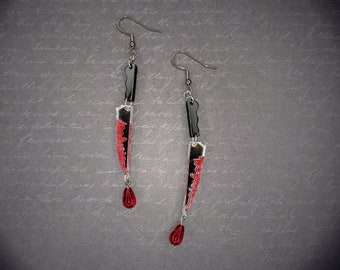 Fertige Blutige Messer Ohrringe - Individuell Laser-Cut Schmuck Kollektion