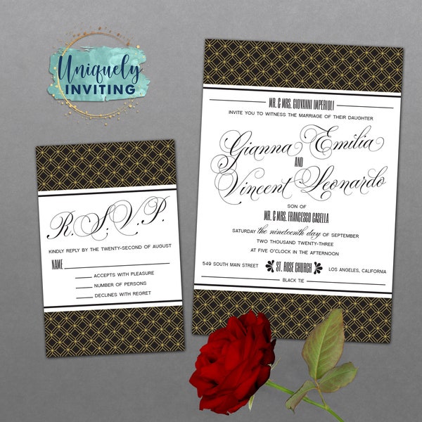 Old Hollywood Glamour Invitations