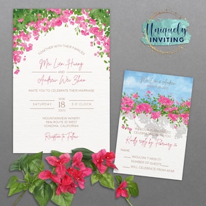 Pink Bougainvillea Invitations