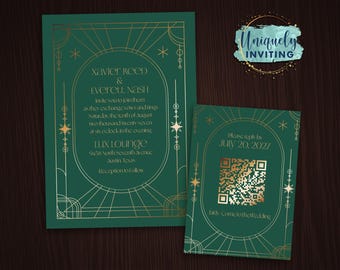 Delicate Deco Wedding Invitations