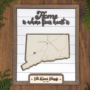 Personalized Connecticut Map State Sign with Lots of Options!