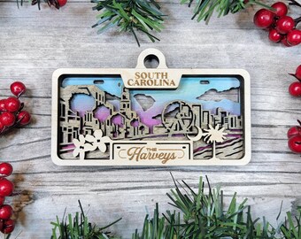 Personalized South Carolina Ornament - State License Plate Christmas Ornament Collection