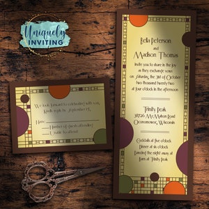 Frank Lloyd Wright-Inspired Craftsman Stained Glass 2 Invitations