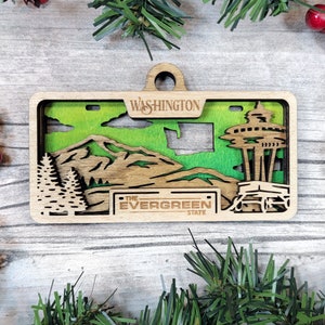 Personalized Washington Ornament - State License Plate Christmas Ornament Collection