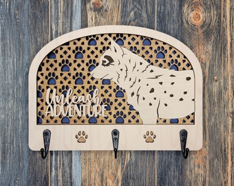 Finished Personalized Blue Heeler/Australian Cattle Dog Dog Leash/Key Holder Wall Sign with 2 or 3 Hooks
